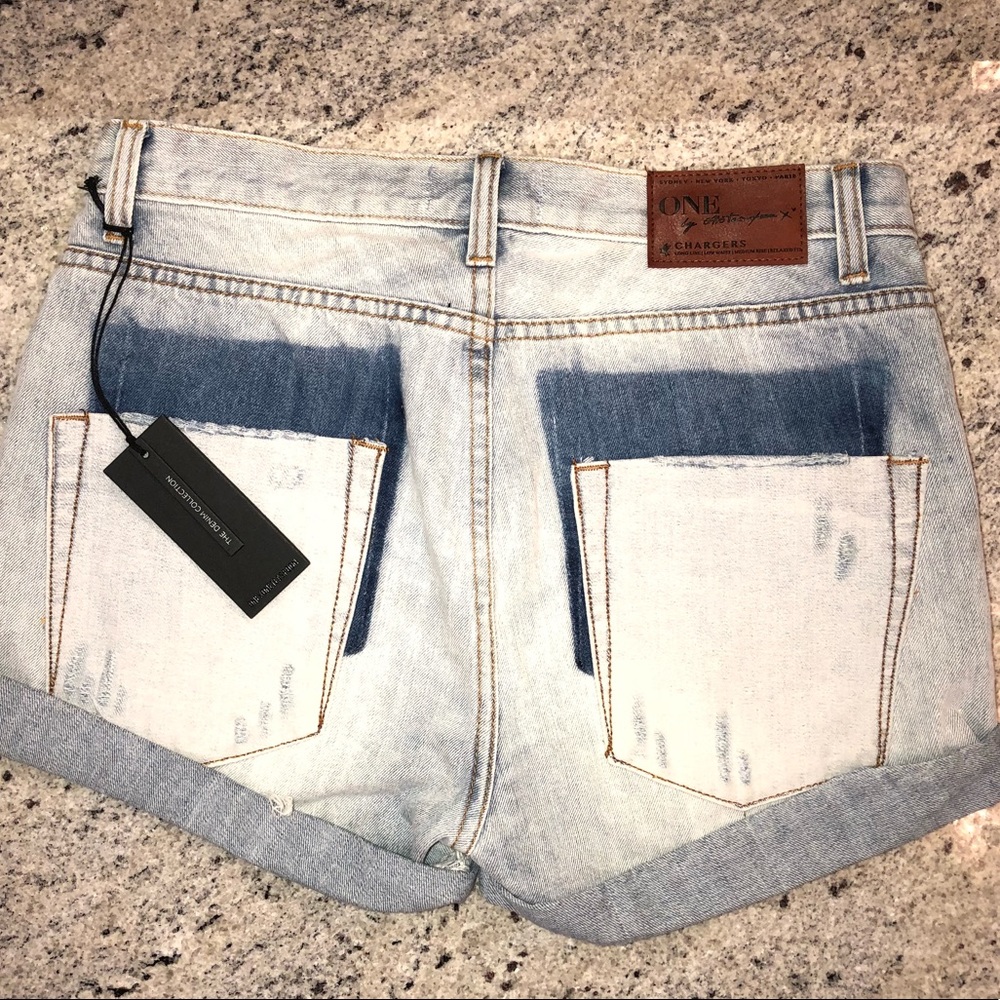 ONE TEASPOON Chargers Denim Distressed Shorts